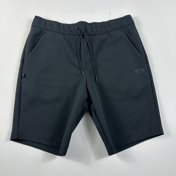 Oakley Throwback Sweat Shorts Fleece Soft Sports Mens Large 10" Black Active Gym - Picture 1 of 7